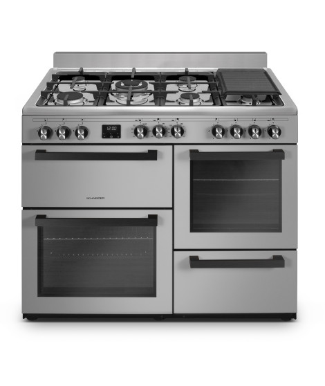 SCHNEIDER - SCG71MFXP - Piano de cuisson - 7 feux Gaz - Wok - Largeur 100cm - 3 Fours électrique - Inox