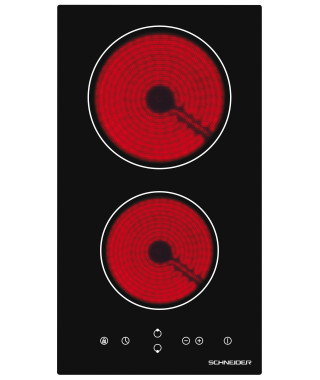 SCHNEIDER - SDV30S - Domino vitrocéramique - 2 foyers - Largeur (30cm) - 3000W - Touches sensitives - Minuterie