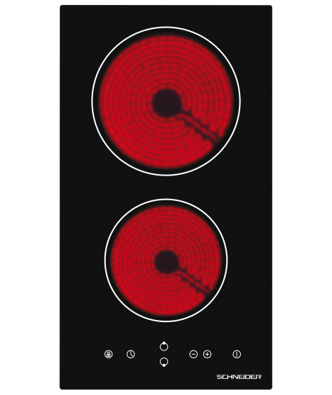 SCHNEIDER - SDV30S - Domino vitrocéramique - 2 foyers - Largeur (30cm) - 3000W - Touches sensitives - Minuterie