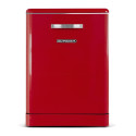 SCHNEIDER - SDW1444VR - Lave-vaisselle Vintage - 14 couverts - Tiroir à couverts - Départ différé - Rouge