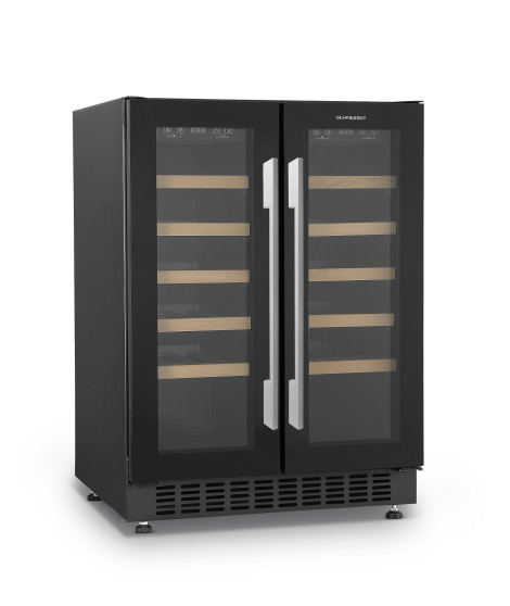 SCHNEIDER - SCCVEL6240 - Cave à vin - Encastrable et posable - 40 bouteilles - Mise en température - 2 zones - 10 clayettes bois