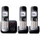 PANASONIC - KXTG6823 - Téléphone sans fil trio - Fonction réduction de bruit - Blocage sélectif - Répondeur - Gris et noir