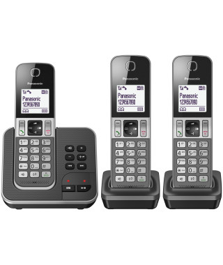 PANASONIC - KXTGD323FRG - Téléphone sans fil trio - Avec répondeur et blocage d'appels - Argent