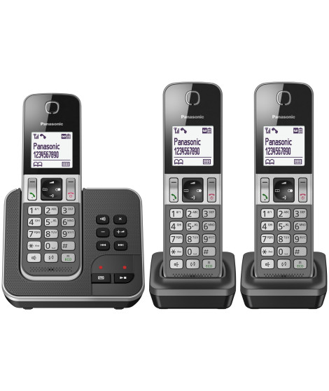 PANASONIC - KXTGD323FRG - Téléphone sans fil trio - Avec répondeur et blocage d'appels - Argent