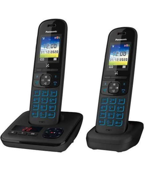PANASONIC - KXTGH722FRB - Téléphone sans fil duo - Blocage appels - Répondeur - Ecran lcd - Noir