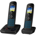 PANASONIC - KXTGH722FRB - Téléphone sans fil duo - Blocage appels - Répondeur - Ecran lcd - Noir