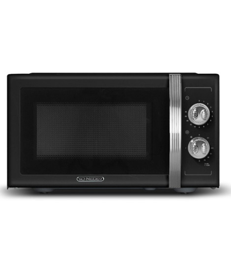 SCHNEIDER - SMW23VMB - Micro ondes gril Vintage - 23 litres - 6 niveaux de puissance - Plateau tournant (27cm) - Noir