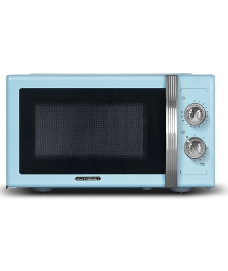 SCHNEIDER - SMW23VMBL - Micro ondes gril Vintage - 23 litres - 6 niveaux de puissance - Plateau tournant (27cm) - Bleu