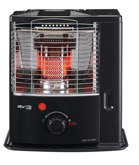 ZIBRO - RS4022 - Poêle à pétrole à mèche - Sans installation ni évacuation - Réservoir amovible(4L) - 38m2 - Noir et Inox