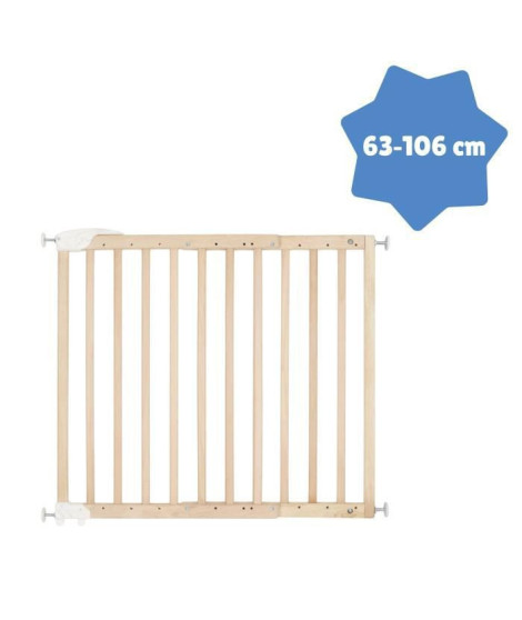 Occasion - Badabulle Deco Pop Bois Barriere de Sécurité Extensible Fixation Pression & Vis (63,5 - 106cm)
