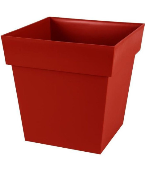 Occasion - EDA Pot de fleur carré Toscane - 39 x 39 x H 39 cm - 38 L - Rouge rubis