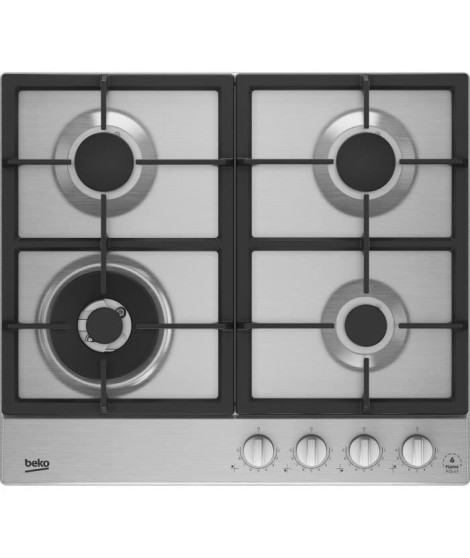 Occasion - Plaque gaz BEKO - 3 feux + 1 wok -  58x51 cm - HIAW64325SX