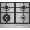 Occasion - Plaque gaz BEKO - 3 feux + 1 wok -  58x51 cm - HIAW64325SX
