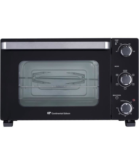 Occasion - CONTINENTAL EDISON CEMF28B2 - Minifour électrique 28L noir - 1500W - Rotissoire, Convection naturelle