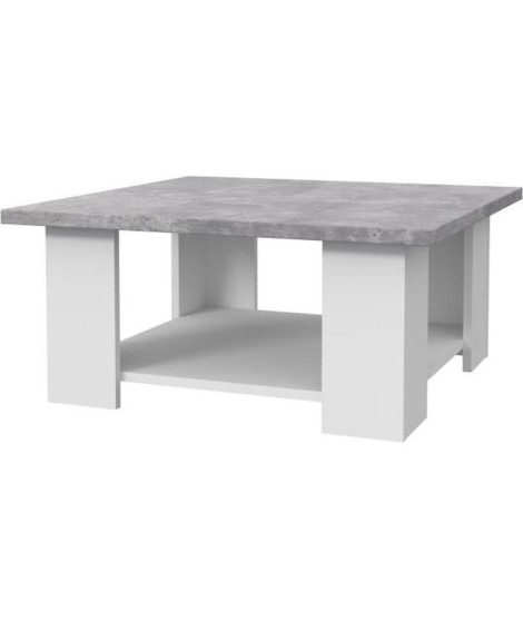 Occasion - Table basse PILVI - Blanc et béton clair - Contemporain - L 67 x P 67 x H 31 cm