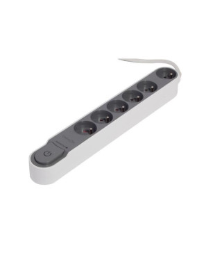 Occasion - CHACON Bloc multiprise parafoudre avec interrupteur 6 prises 16A 1,5m gris
