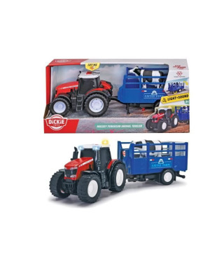 Occasion - Tracteur Massey Ferguson - Dickie - 26cm - Roues libres, remorque, son et lumière