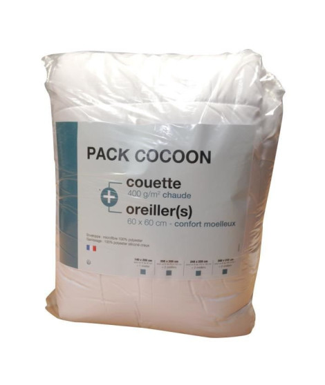 Occasion - Pack linge de lit Microfibre - 1 Couette chaude 140x200 cm + 1 Oreiller 60x60 cm blanc