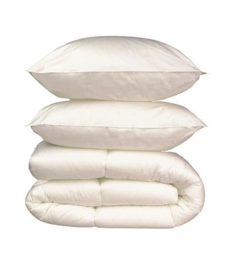 Occasion - Pack linge de lit Microfibre - 1 Couette chaude 220x240 cm + 2 Oreillers 60x60 cm blanc