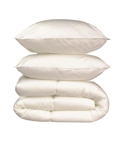 Occasion - Pack linge de lit Microfibre - 1 Couette chaude 220x240 cm + 2 Oreillers 60x60 cm blanc