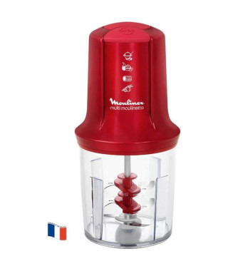 Occasion - MOULINEX Mini Hachoir Électrique Multi Moulinette 3en1, Hacher, Mixer, Émulsionner, 2 Vitesses, 500 W, Rouge AT714G32