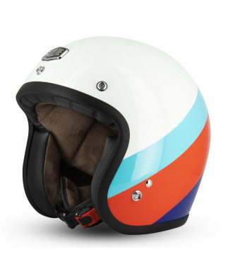 Occasion- Casque Jet Cafe Racer S250 Blanc / Bleu ciel / Rouge  Brillant - Taille XS