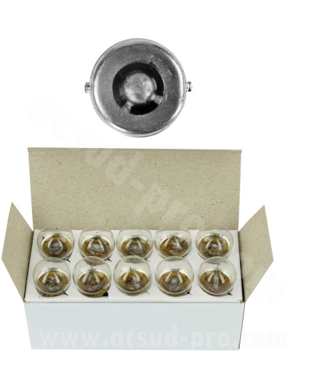 AMPOULE / LAMPE BA15S 12V-5W BLANC (FEU ARRIERE+STOP-CLIGNOTANTS)   ( VENDU BOITE DE 10PCS )