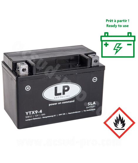 BATTERIE LANDPORT LTX9-4 12V 8A SANS ENTRETIEN SLA/TECHNOLOGIE AGM ( YTX9-BS )