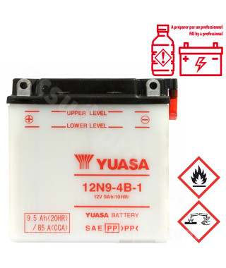 BATTERIE YUASA 12N9-4B-1   12V  9.5Ah (ARCHIVE MOTORCYCLE 50cc/125cc)