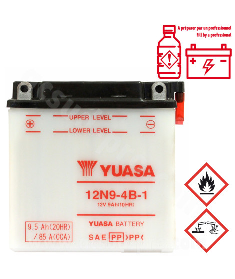BATTERIE YUASA 12N9-4B-1   12V  9.5Ah (ARCHIVE MOTORCYCLE 50cc/125cc)