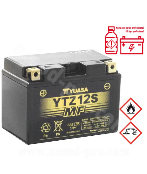 BATTERIE YUASA YTZ12S 12V-11A ACTIVEE EN USINE PRETE A L'EMPLOI