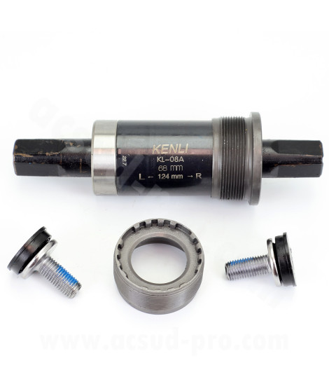 BOITIER DE PEDALIER CUVETTES AXE CARRE ACIER L 124 mm