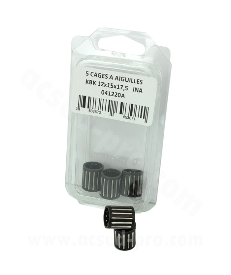 CAGE A AIGUILLES PISTON INA ADAPT. PEUGEOT 103  12 X 15 X 17.5  (BOITE DE 5 PIECES)