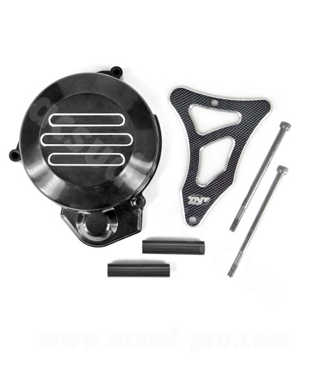 CARTER ALLUMAGE + CACHE PIGNON MOTO ADAPT. SENDA NOIR/IMITATION CARBONE