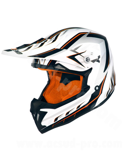 CASQUE CROSS NOEND DEFCON 5 WHITE/ORANGE TX696  XL