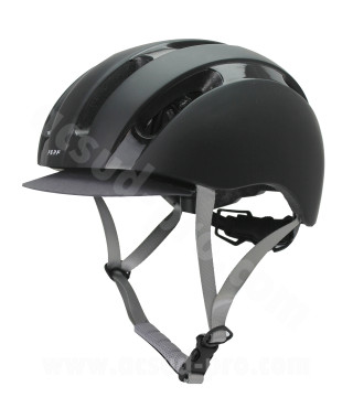 CASQUE VELO ADULTE PERF URBAN NOIR MAT AVEC VISIERE AMOVIBLE T.L (58-61CM)
