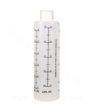 DOSEUR D'HUILE 2T AVEC BOUCHON 250ML GRADUE 2%.2.5%.3%.4%.5%.6% MELANGE CARBURANT ESSENCE