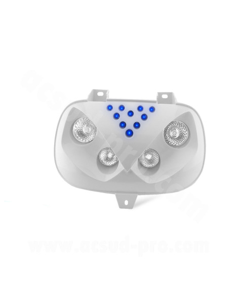 DOUBLE OPTIQUE TNT 4 LAMPES HALOGENE + LEDS ADAPT. MBK 50 BOOSTER 1999-2003 / YAMAHA 50 BWS 1999-2003 BLANC *