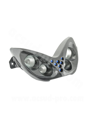 DOUBLE OPTIQUE TNT 4 LAMPES HALOGENE + LEDS BLEU ADAPT. YAMAHA NITRO / AEROX IMIT CARBONE *