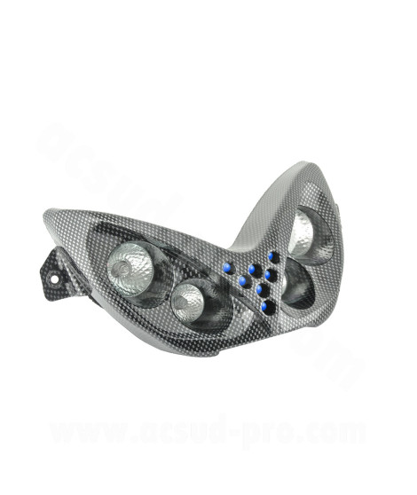 DOUBLE OPTIQUE TNT 4 LAMPES HALOGENE + LEDS BLEU ADAPT. YAMAHA NITRO / AEROX IMIT CARBONE *