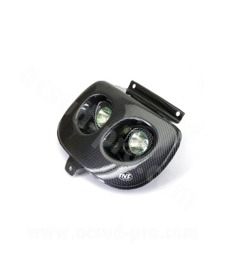 DOUBLE OPTIQUE TNT HALOGENE ADAPT. MBK 50 BOOSTER 1999-2003 / YAMAHA 50 BWS 1999-2003  IMIT CARBONE *