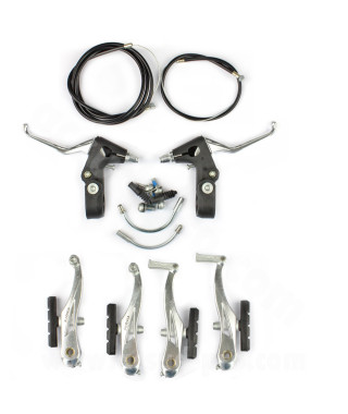 ENSEMBLE COMPLET FREIN V-BRAKE WTP AVANT ET ARRIERE ALU + NYLON COMPOSITE  (LEVIERS/ETRIERS/COUDES)