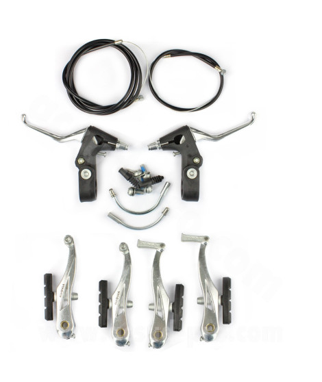 ENSEMBLE COMPLET FREIN V-BRAKE WTP AVANT ET ARRIERE ALU + NYLON COMPOSITE  (LEVIERS/ETRIERS/COUDES)