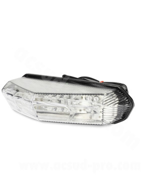 FEU ARRIERE  A DIODES CLIGNOTANT INTEGRES ADAPT. DERBI SENDA TRANSPARENT ( HOMOLOGUE CE )