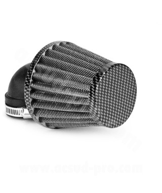 FILTRE A AIR TYPE KN COUDE Ø28/35 IMITATION CARBONE