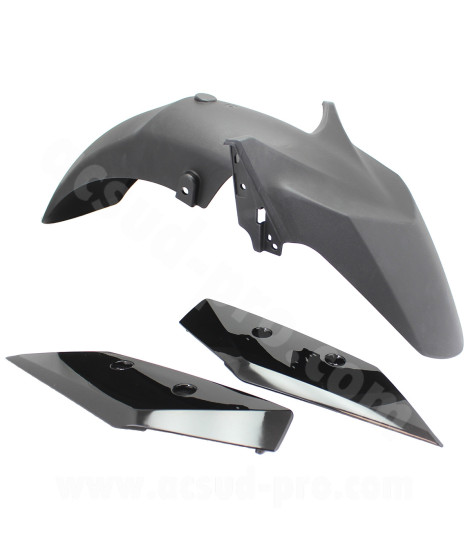 GARDE BOUE AVANT ADAPT. YAMAHA XMAX 125cc 2018-19  / 300CC 2017-2019  / 400CC 2018-2019  NOIR BRILLANT  (3 PIECES)
