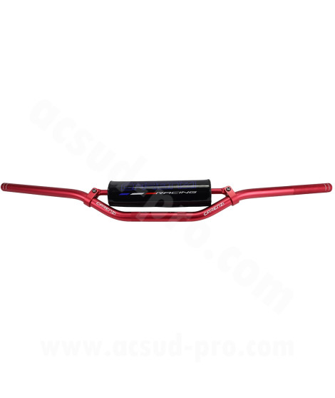 GUIDON MOTO CROSS / MECABOITE CARENZI EVO AVEC MOUSSE Ø22MM  (L : 810MM / H : 50mm) ROUGE