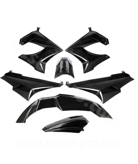 KIT CARROSSERIE ADAPT. DERBI SENDA DRD / XTREM 2000-2011 NOIR (7 PIECES)
