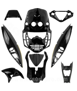 KIT CARROSSERIE ADAPT. MALAGUTI F12 LC NOIR BRILLANT 2002-2006 (9 PIECES)