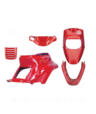 KIT CARROSSERIE ADAPT. MBK 50 BOOSTER 1999-2003 / YAMAHA 50 BWS 1999-2003 ROUGE SCUDERIA (5 PIECES)